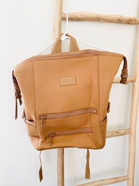 Dagne Dover backpack diaper baby bag, tan, excellent condition,